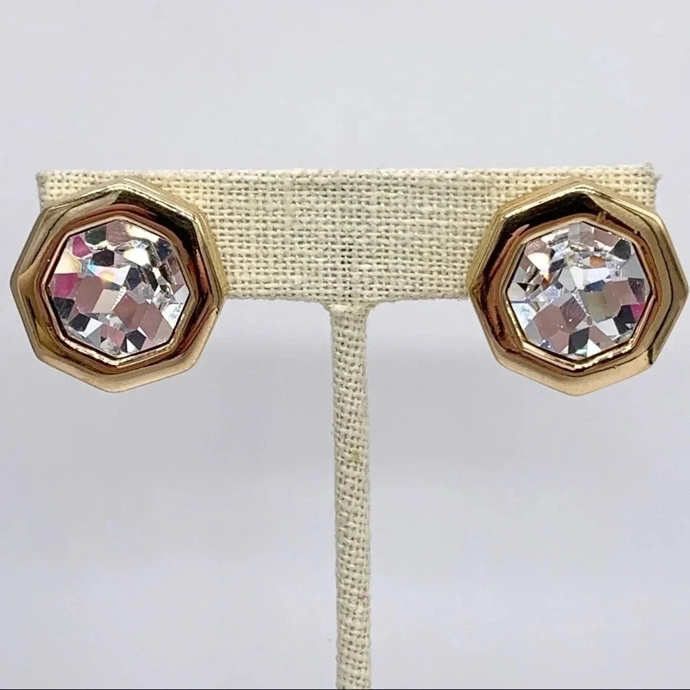Swarovski SAL Vintage Huge Octagon Crystal Earrings